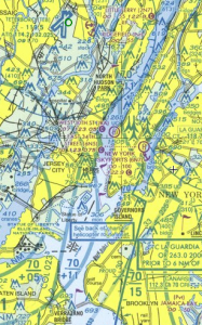 The Hudson River Corridor as seen on a VFR sectional used by many pilots.