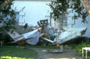 The wreckage of the Cessna 150 that crashed into the south lawn of the White House in 1994.