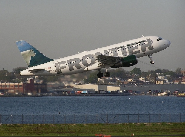 “Mountain Goat” gets air at LGA. Expect more of this in New York at Frontier increases flights to 3 daily start April 19, 2010. (Photo by Ron Peel)