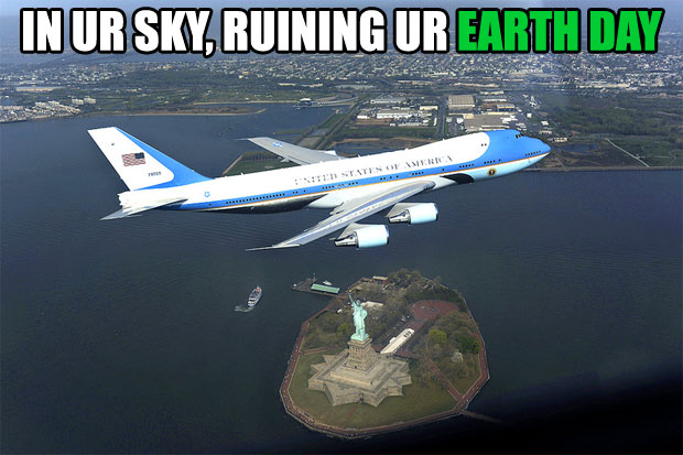 earth day. NEW PHOTOS: Air Force One, Marine One and Air Force Two Visit New York on Earth Day. On a day when many Americans will be reflecting upon how they can