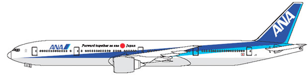 ANA 777-300ER with earthquake titles.