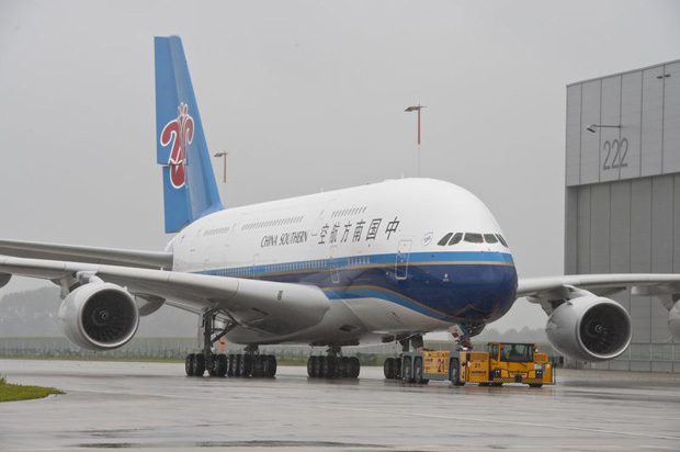China Southern first Airbus A380 emerges from the paint shop