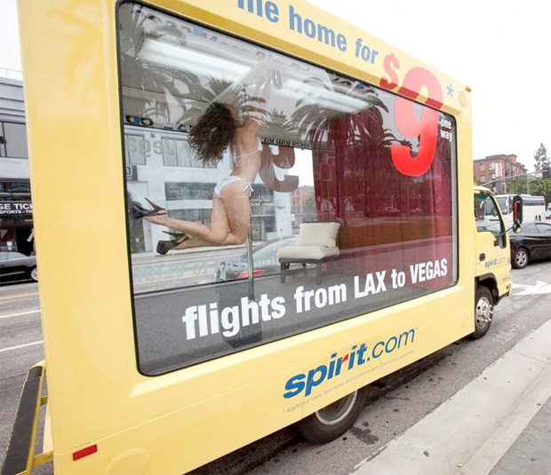 Spirit Airlines stripper truck