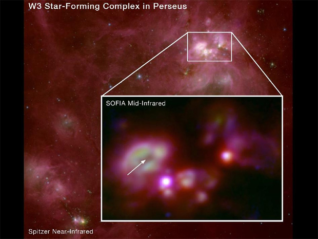 Mid-infrared image of the W3A star cluster in Perseus